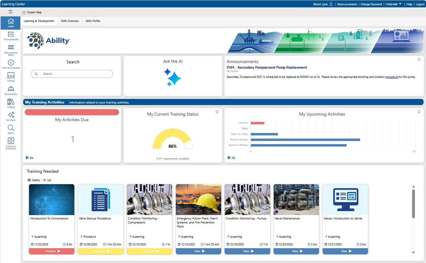 Ability (TM) Software LMS Dashboard